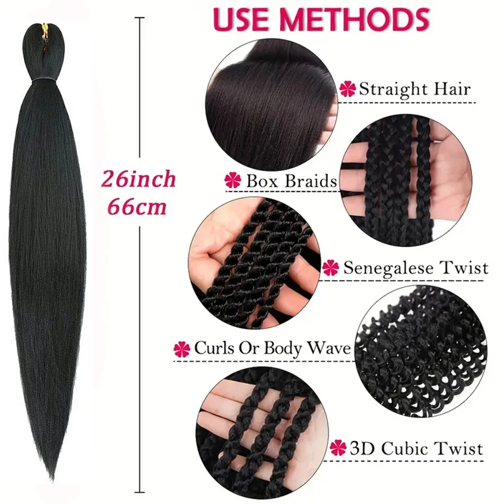 1Pack/bag 26inch EZ Yaki Jumbo Braid Synthetic wig Hair Extension straight Pre-Stretched Crochet African dreadlocks Braided hair