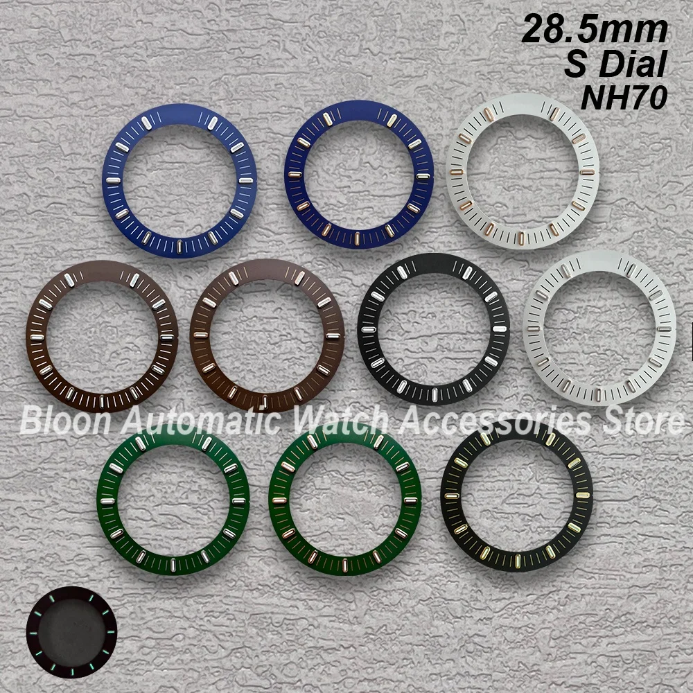 

28.5mm S Logo Hollow Out Dial Fit NH70 Movement Green Luminous High-Quality Dial Watch Modification Accessories