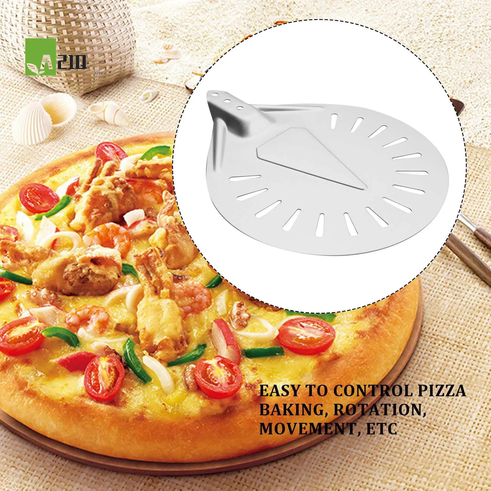 

A21Q -Long Handle Perforated Removable Pizza Turning Peel Pizza Shovel Aluminum Pizza Peel Paddle Peel