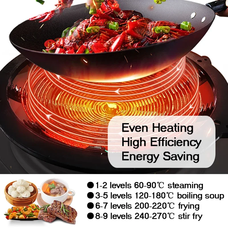 Concave Induction Cooktops Restaurant 3500 5000w Ceramic Stove Hob Stovetop Electric Commercial Wok Induction Cooker