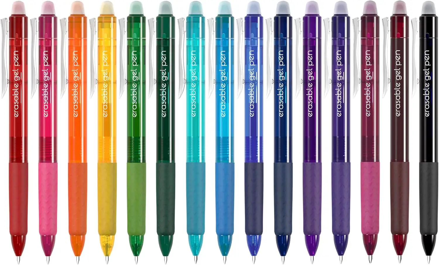 

15-Color Retractable Erasable Gel Pens, Fine 0.7mm Tip, Smooth Writing for Drawing and School Supplies