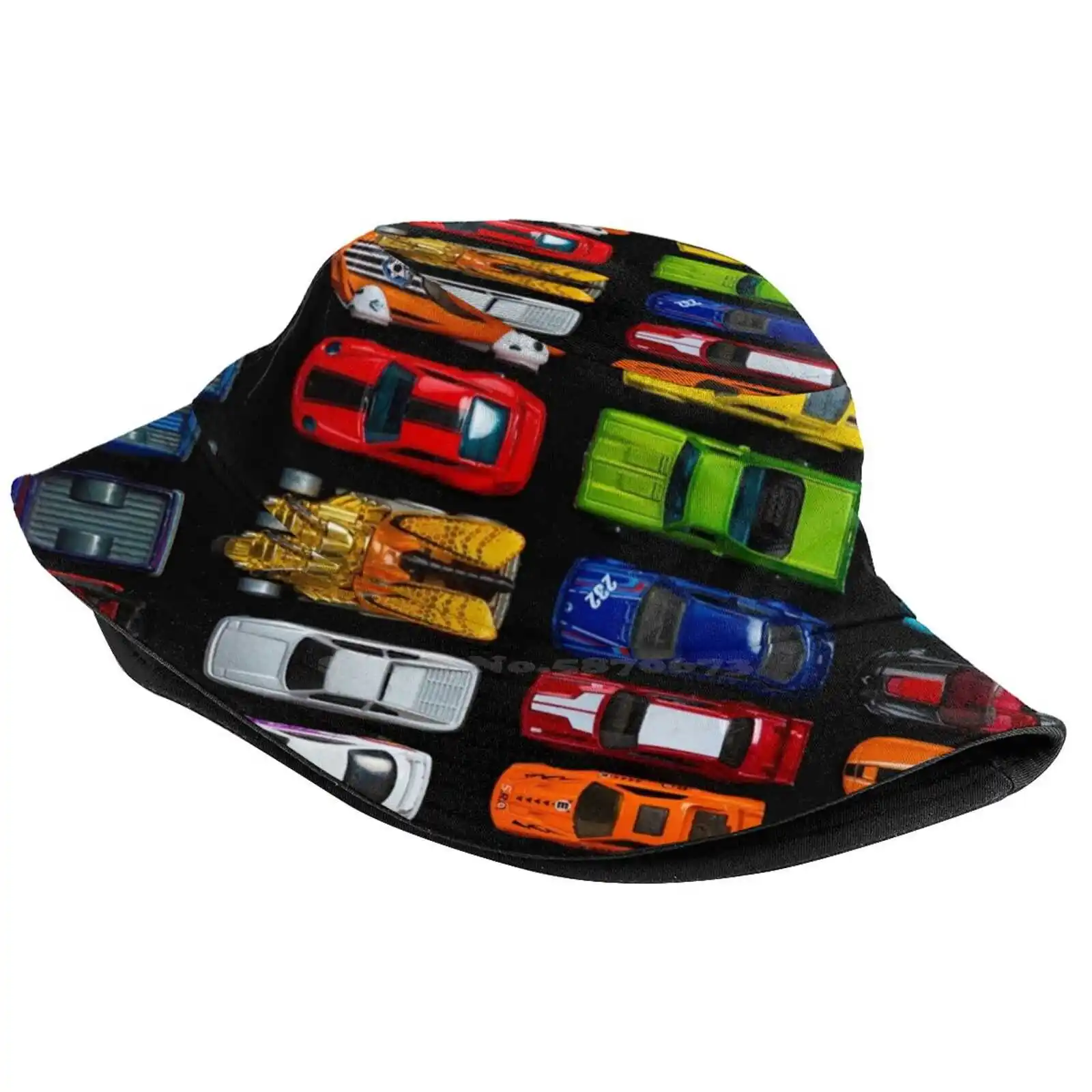 Cars, Cars And Cars Sun Cap Fisherman Hat Bucket Hats Cars Toys Pattern Play Shiny Fast Colourful Drive Collection Collector