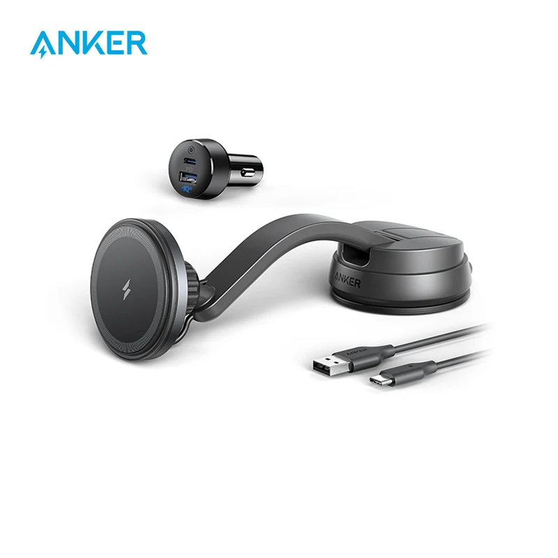 Anker 613 Magnetic wireless car charger (MagGo) car charger fast charging Mount with 2-Port USB Car Charger type c Magnetic