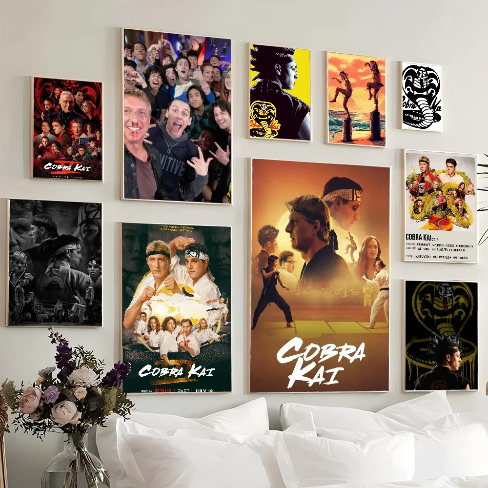 1PC Cobra Kai United States Adventure Action Television Series Movie Sticky Posters Retro Room Cafe Aesthetic Art Wall Painting