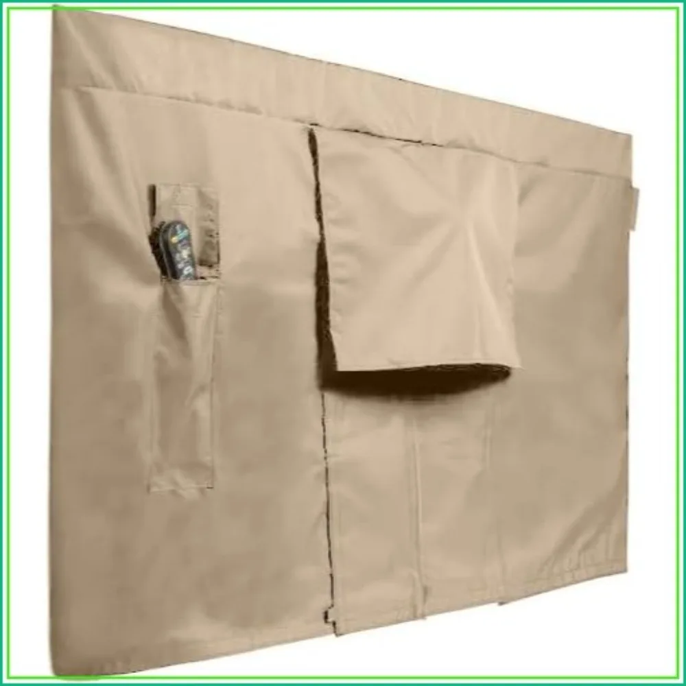Outdoor Full TV Cover – Water-Resistant All-Weather Protection for Mounted & Freestanding TVs, 12-Gauge Vinyl with Remote Pocket & Secure Touch Fastener Closure, 65-68 Inches, Classic Tan