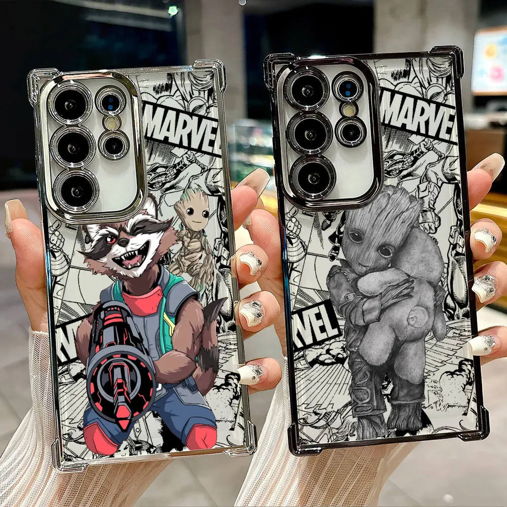 

Groot Rocket Raccoon Marvel Silicon Case For Samsung Galaxy S26 S25 S26Ultra Edge S24 S23 S22 Plus S21 Ultra FE Soft Phone Cover