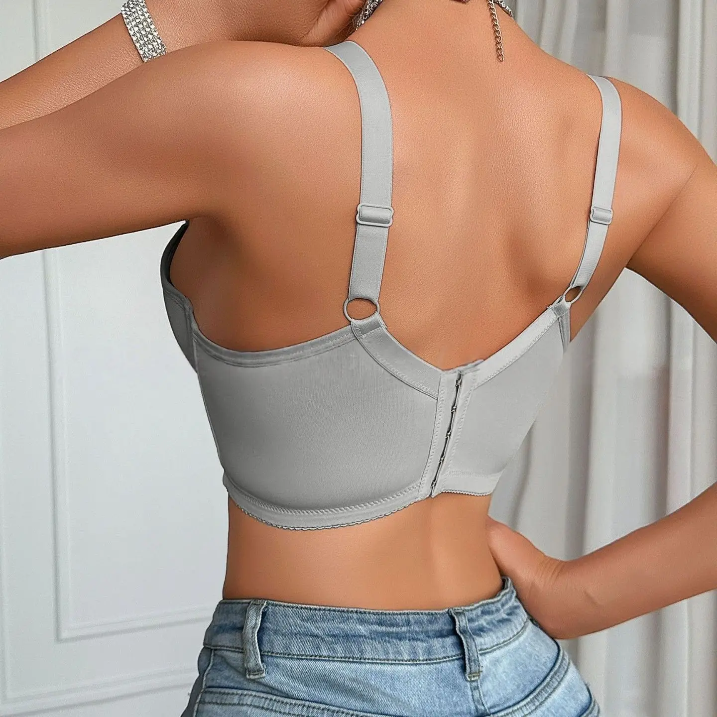 Women Sexy Embroidery Plus Size Bra Thin Cup Underwire Bra Wide Side Band 5 Hooks Full Coverage Bra Side Fat Collection Lingerie