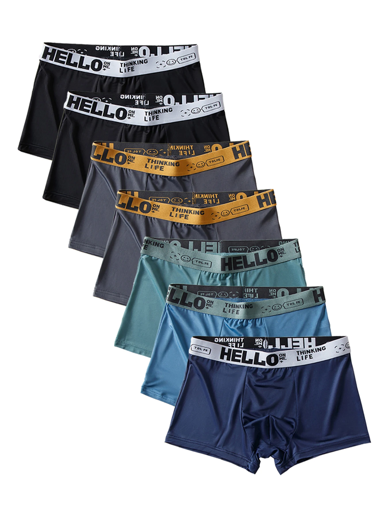 

New 7Pcs Men Ice Silk Seamless Boxer Shorts Sexy Light-thin Underwear Breathable Cool Summer Sports Panties Male Underpant