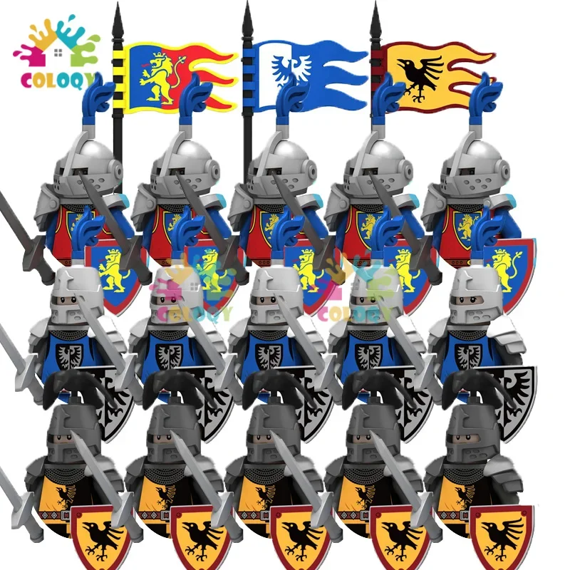 

Kids Toys Medieval Knights Building Blocks War Horse Cavalry Mini Action Figures Flag Helmet Armor Toys For Kids Christmas Gifts