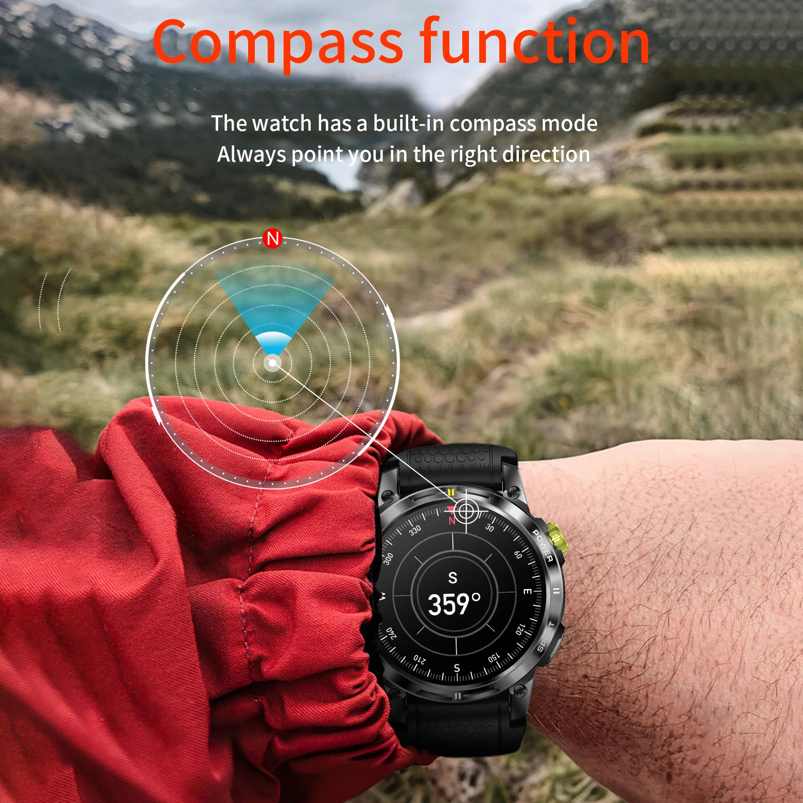 TJXL-SENBONO NX18PRO AMOLED Smartwatch GPS Outdoor-Sportuhr BT Anruf Kompass 400 mAh Großer Akku IP68 Wasserdicht GPS Smart W
