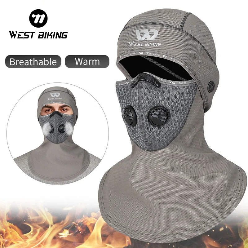 WEST BIKING Winter Thermal Balaclava For Cycling Ski Beanies Mask Sets Fleece Windproof Motorcycle MTB Helmet Cap Cycling Scarf