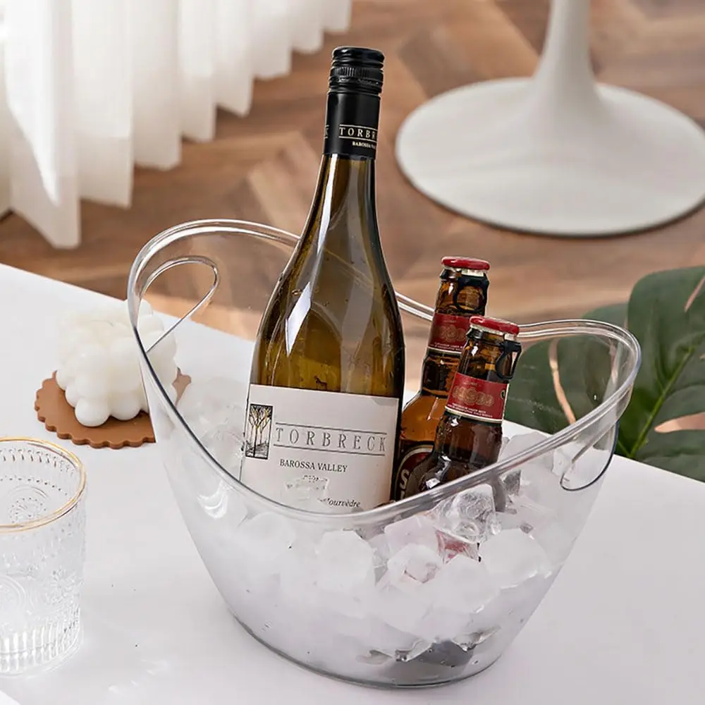 Transparent Acrylic Ingot Ice Bucket Plastic Champagne Wine Cooler Bar KTV Beer Ice Storage Tub Gold Ingot Shape Ice Pail