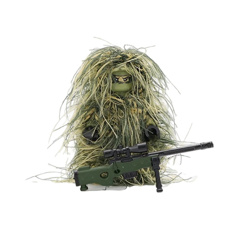 Military All-Terrain Sniper Camouflage Clothing Building Blocks Jungle SWAT Soldier Figures Weapon AWM Gun Parts Bricks Kids Toy