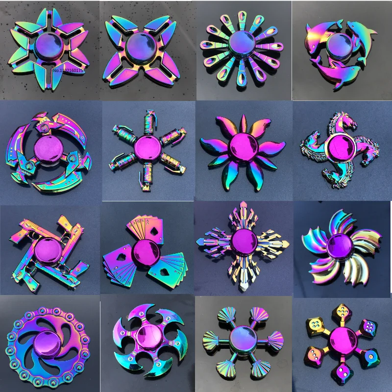 Metal Rainbow Fidget Spinner Gradient Color Mute Bearing EDC Hand Spinner Fingertip Gyro Anti-Anxiety Christmas Kids Adult Toys