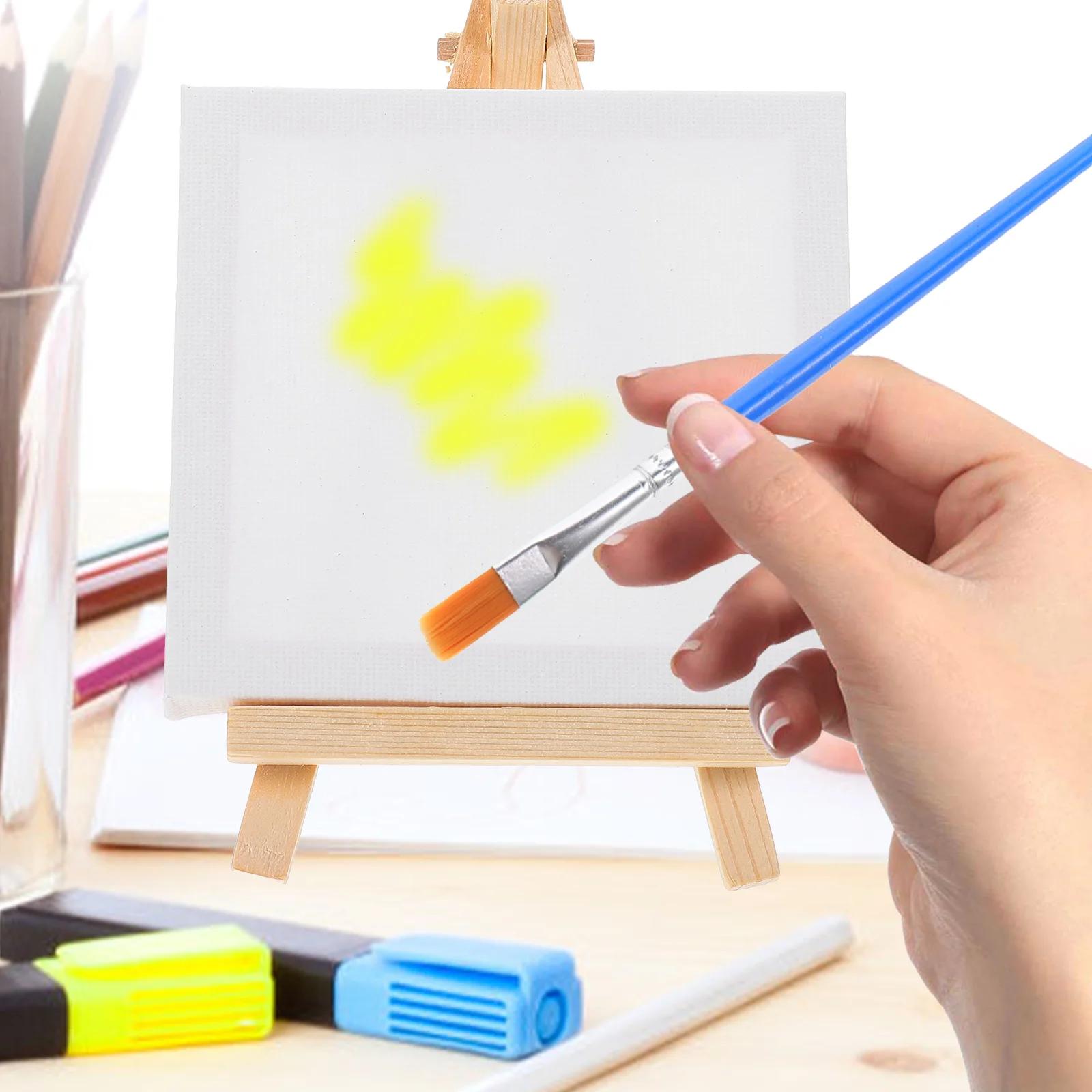 

1Set Mini Easel Wooden Display Stand Lightweight Portable Miniature Easel DIY Canvas Painting Kit Paint Supply for DIY Art