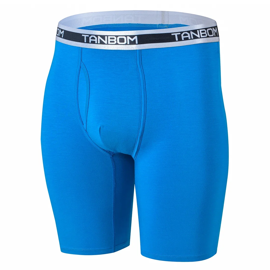 Jinshi Men's Long Leg Boxer Briefs Bamboo Soft Breathable Open Fly Boxers No Ride Up Underwear