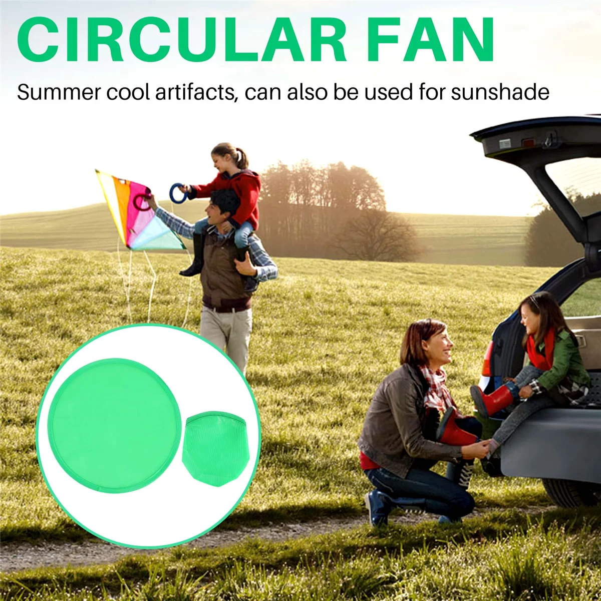 Foldable Round Fan-Green