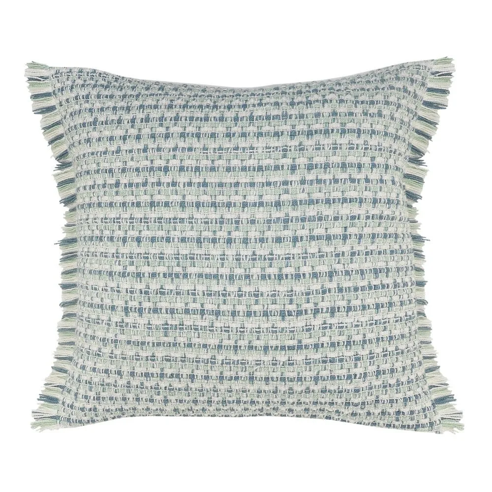 

Ox Bay Interwoven Coastal Fringed Indoor/Outdoor Throw Pillow, 24 Square, Blue / Green