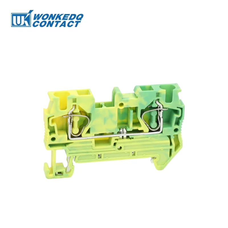 10Pcs ST4-PE Din Rail Ground Connector Spring-cage Terminal Block Feed-through Earthing Electrical Cable 4mm² Connect ST 4-PE