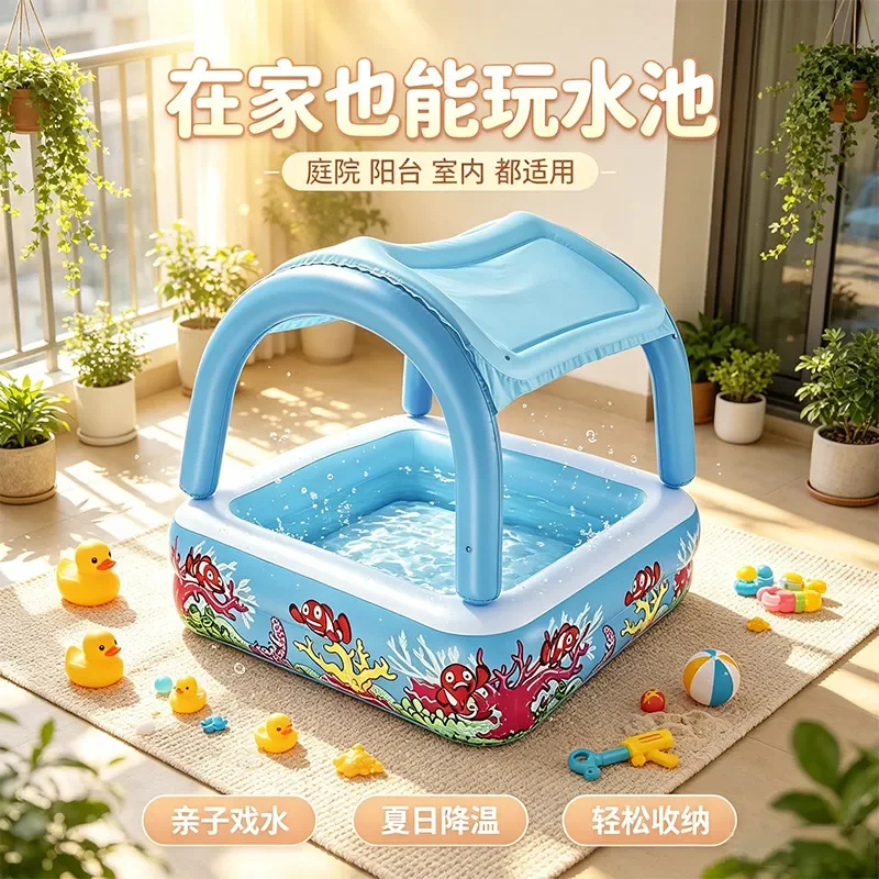 Kids Inflatable Swimming Pool Dinosaur Print Foldable Baby Water Play Center Outdoor Garden Toy for Children Summer Fun