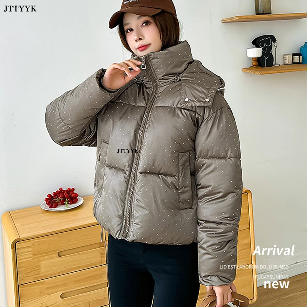 Hooded Women\'s Jacket Winter Female Short Cotton Jacket 2024 New Thicken Warm Parkas Coats Women Clothes Quilting Jacket Tops