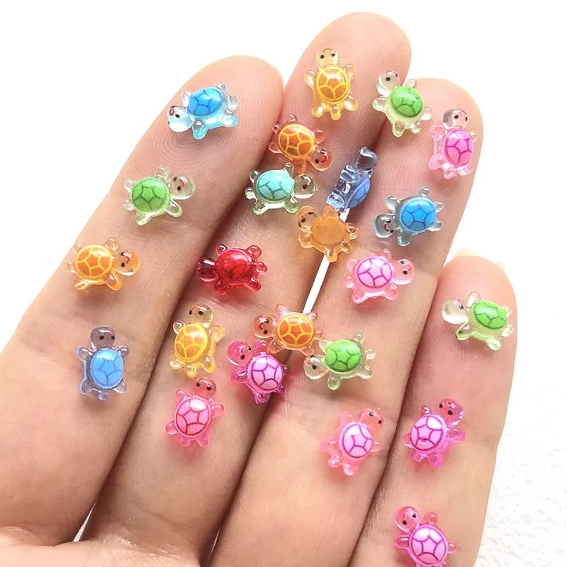 109/208pcs Cute Mini Random Color Turtle Resin, Suitable for Nail Art, Cutting and Pasting Thin Accessories, DIY Crafts image 5