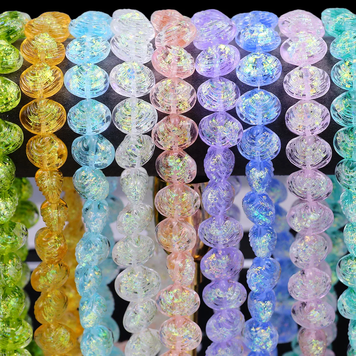 6-2 Piezas de Cuentas de Vidrio en Forma de Concha de 16x14 mm, Dijes Inspirados en el Océano, Cuentas Sueltas para Hacer Joyas, Pulseras de Playa, Collares, Accesorios de Bricolaje