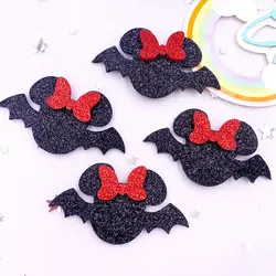 10 sztuk czuł tkaniny śliczne Glitter Bepowder Cartoon Bowknot Mouse Patch aplikacja szycia DIY do włosów Bow Craft dekoracje świąteczne Supplie