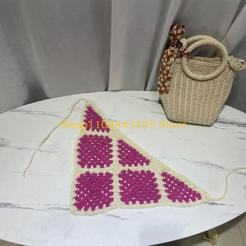 

49MC Прекрасный вязаный крючком тюрбан-бандана, соответствующий цвету повязки на голову, треугольная форма для головы