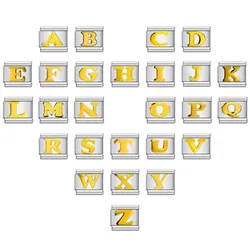 2025 New Fashion 26 English Letters Italian Charm Links Fit 9mm Stainless Steel Basical Bracelet Making Women Jewelry Hand Chain