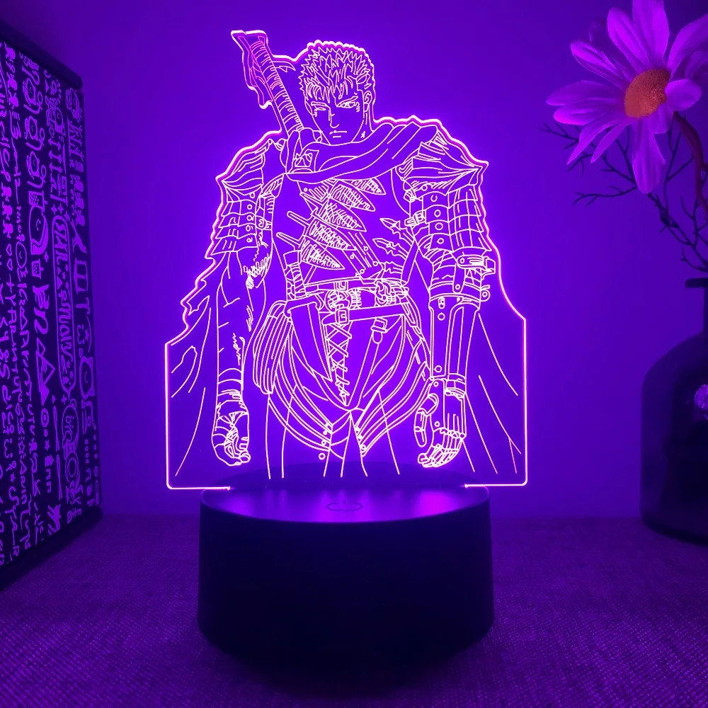 Anime Led Light Berserk Guts Figure for Bedroom Decorative Night Light Birthday Gift Kids Room 3d Table Lamp Manga Berserk