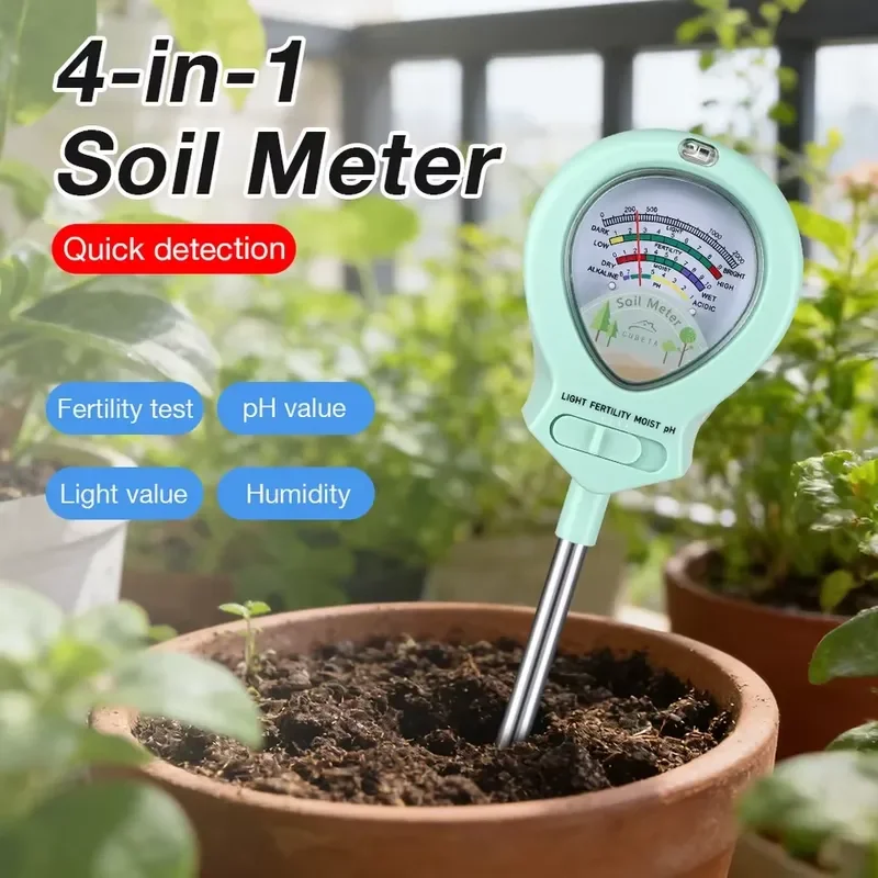 4-in-1 Soil Tester PH Moisture Sensor Sunlight Detector Nutrient Fertility Meter Soil Analyzer Gardening Planting Tools China