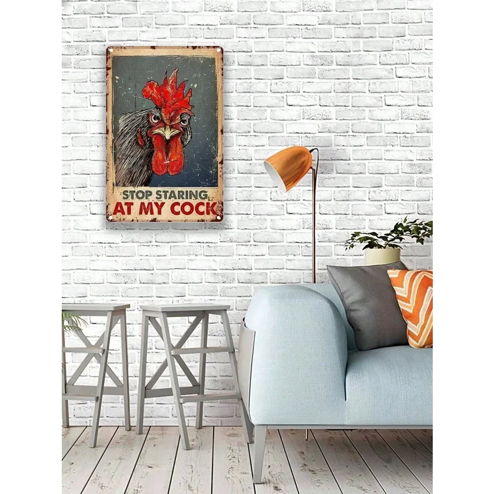 1 قطعة لوحة معدنية للدجاج مقاومة للماء: علامة عتيقة مقاس 8 × 12 بوصة! ديكور "وقف عن التحديق في كوكر الخاص بي" للبار والجراج | التسليم المحلي #4
