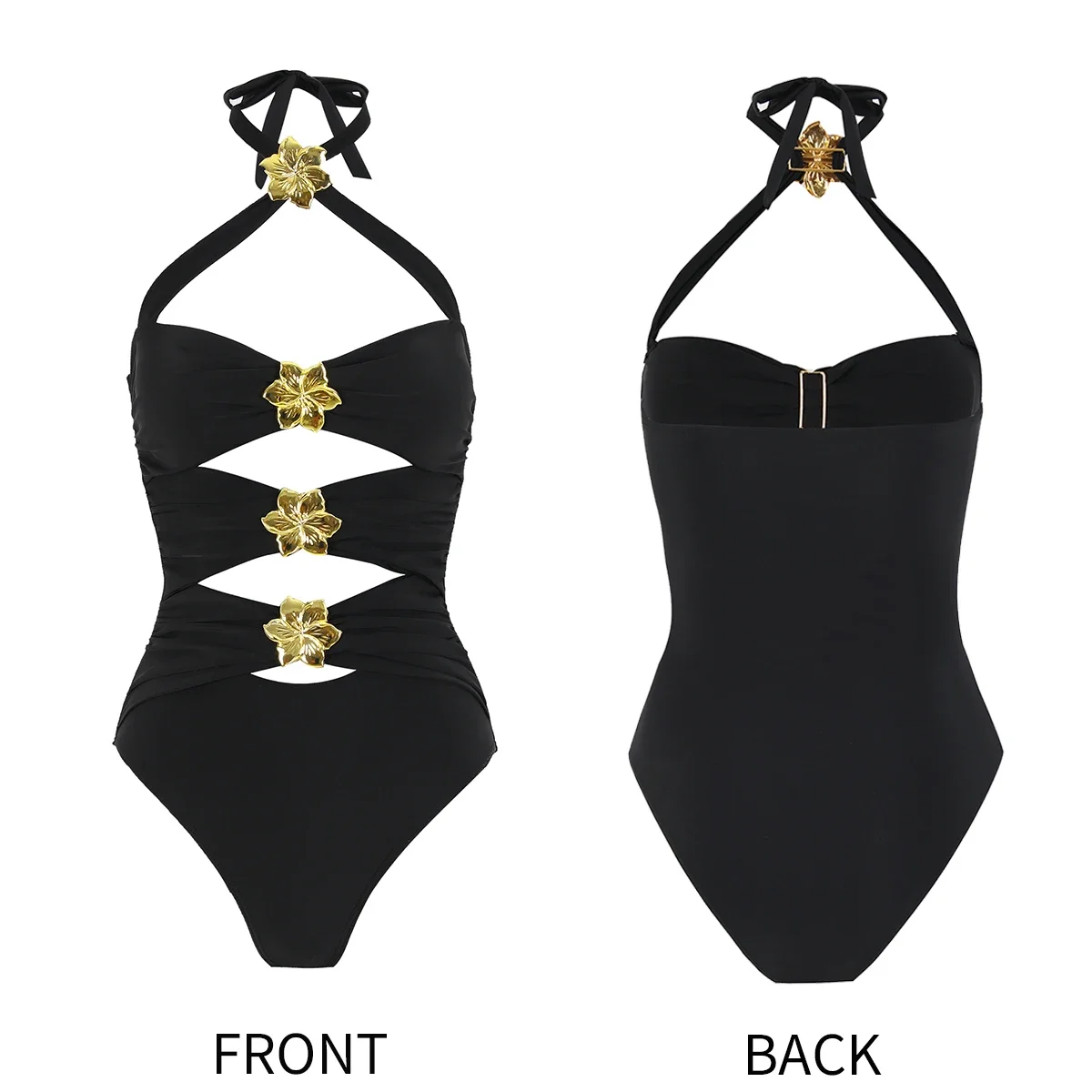 2025 Hot Sale Flower Women One Piece Swimsuit With Skirt Sexy Cut Out Swimwear Mujer Monikini Bathing Suit Lady Beach Suit