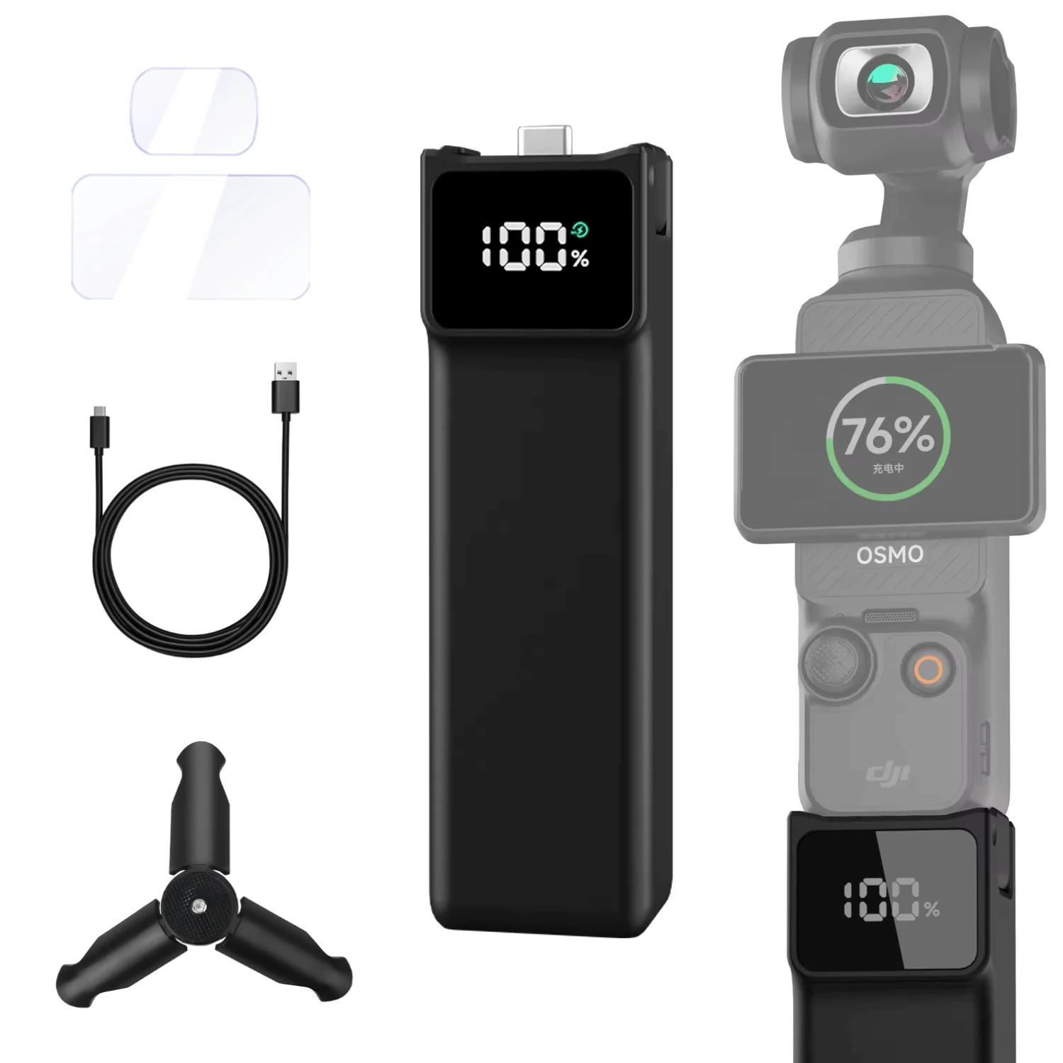 

Portable Battery Handle for DJI osmo Pocket 3,Extended Accessories Battery Handle 5000mAh Mobile Power with MINI Tripod
