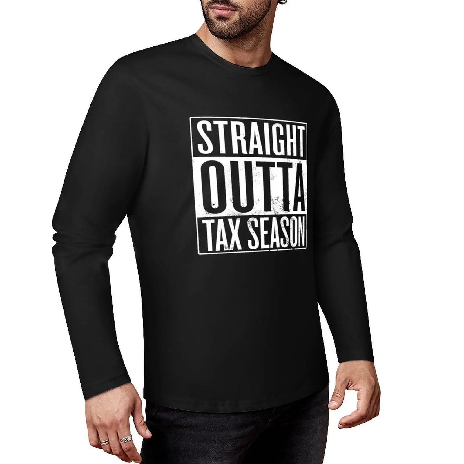 

Длинная футболка Straight Outta Tax Season, мужская одежда, забавная футболка, мужские высокие футболки