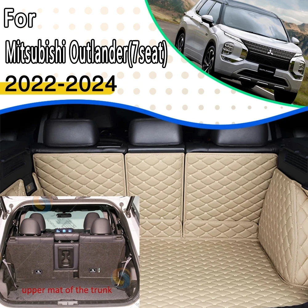 

Leather Car Rear Trunk Mats For Mitsubishi Outlander PHEV GN 2022 2023 2024 7seat Waterproof Pads Trunk Rugs Muds Car Accessorie