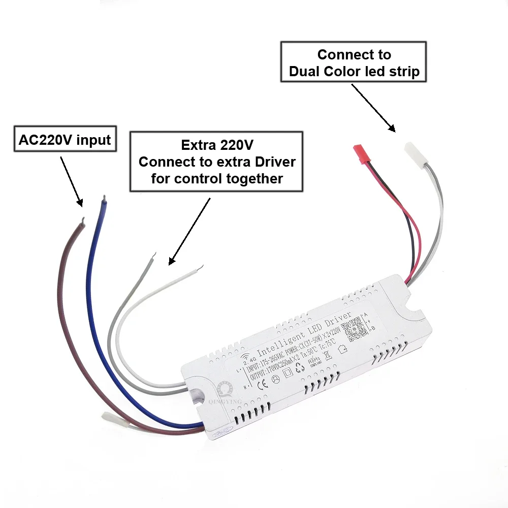 1 peça driver de led inteligente 2.4g + controle remoto 220v rf e aplicativo 220ma transformador de iluminação de escurecimento 25-40w 37-50w 37-60w