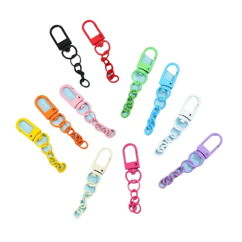 10Pcs Beginner Friendly Lobster Clasp Spring Buckle with Chains Colored Keychains for DIY Jewelry Making