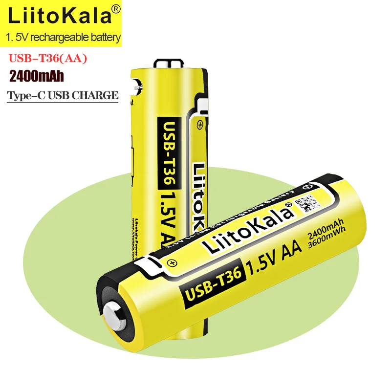 1-20pcs LiitoKala USB-T36 1.5V 3600mWh USB Lithium Battery AA Rechargeable Batteries for Camera Toys Mouse