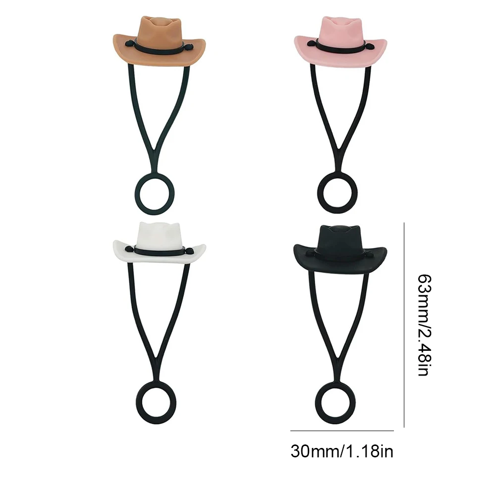 Sombrero de vaquero de silicona para hombre y mujer, cubierta de paja reutilizable, con punta bonita, accesorios para regalo, 4 piezas