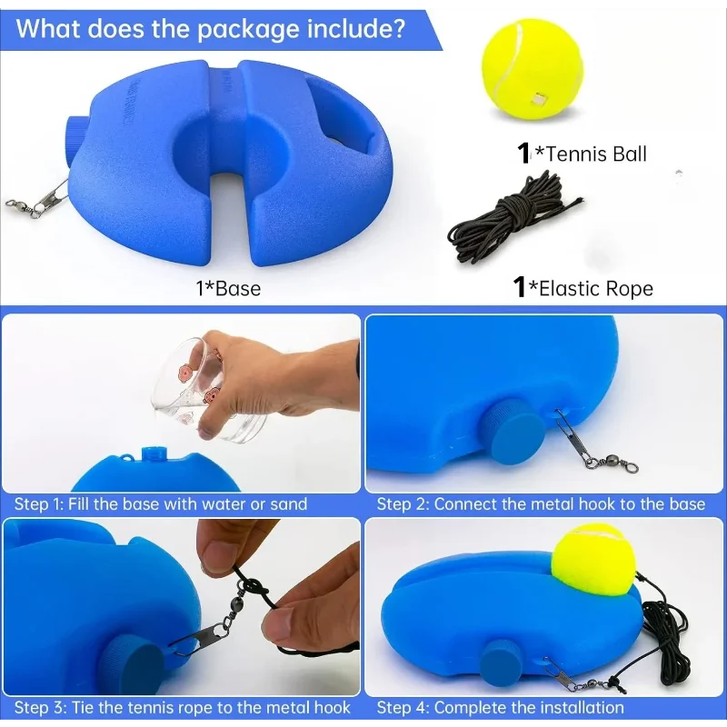 كرة ارتداد لمدرب التنس، معدات تدريب منفردة، مجموعة أدوات ارتداد التنس المحمولة مع كرة سلسلة واحدة لممارسة التمارين المبتدئين #6
