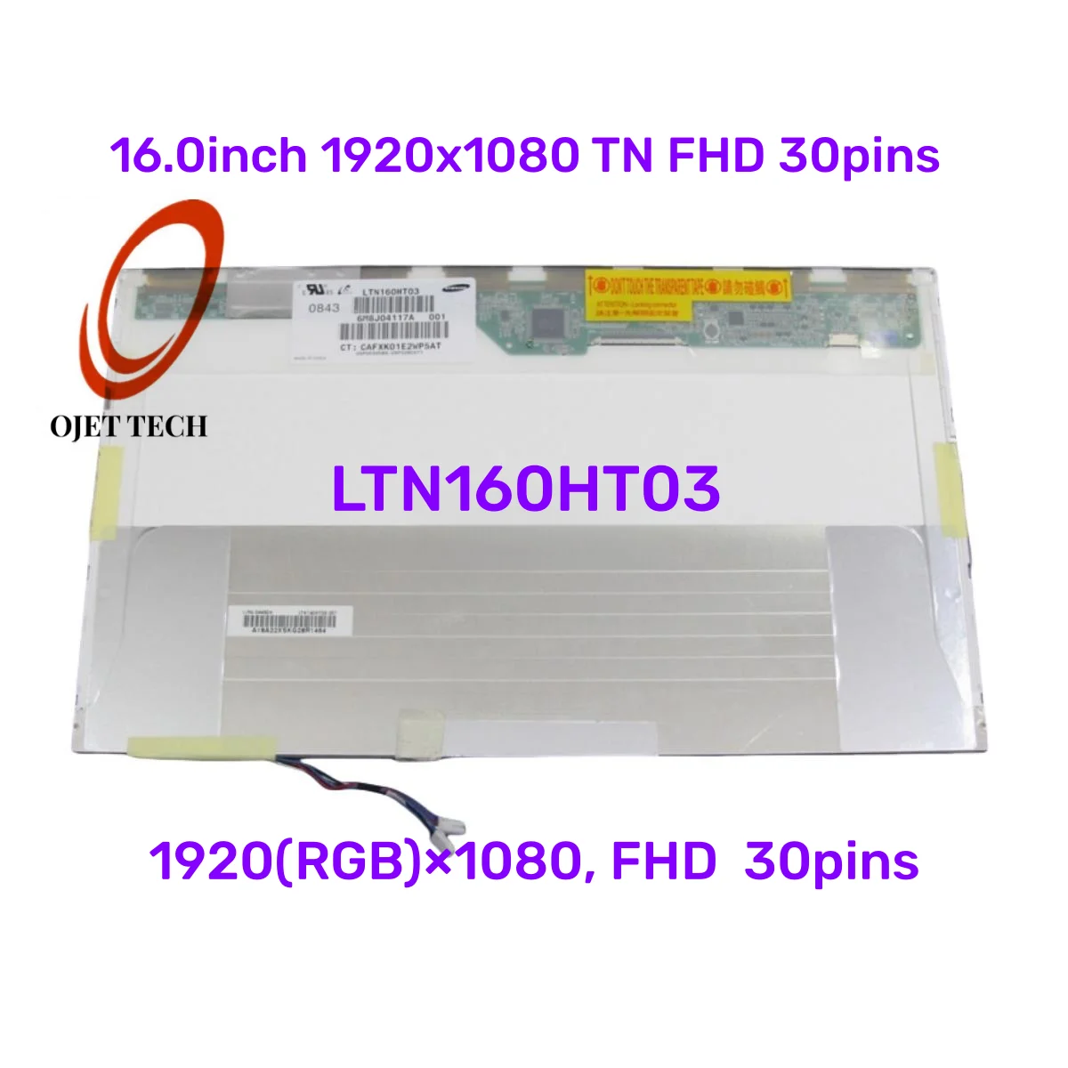 

LTN160HT03 001 16.0inch 1920x1080 TN FHD 30pins LVDS 250 cd/m² 72% NTSC 60HZ LCD Screen Display