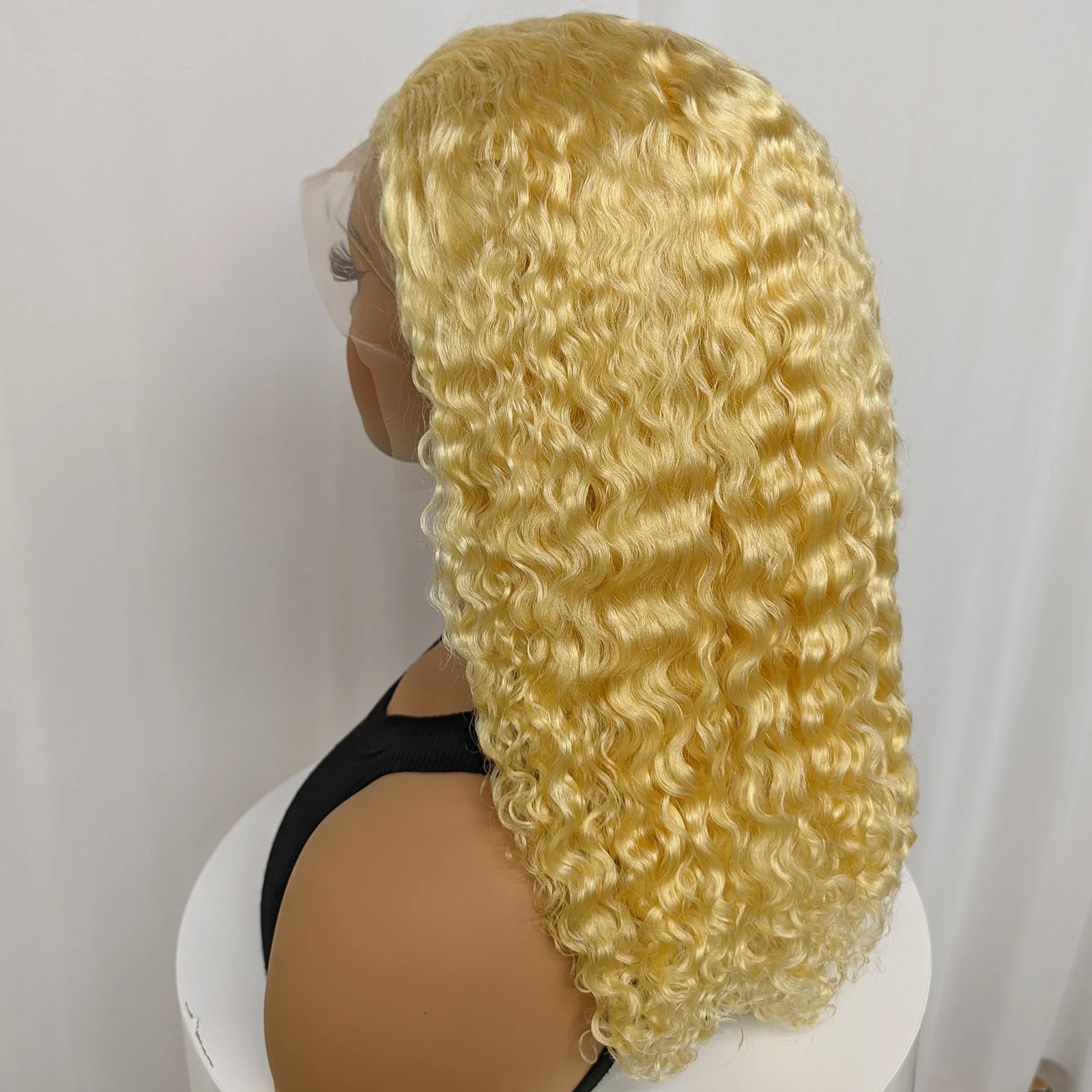 20 Inch 13x4 Lace Frontal Curly Wigs 250% Density 100% Remy Human Hair Wigs 613 Blonde Water Wave Transparent HD Lace Bobs Wigs