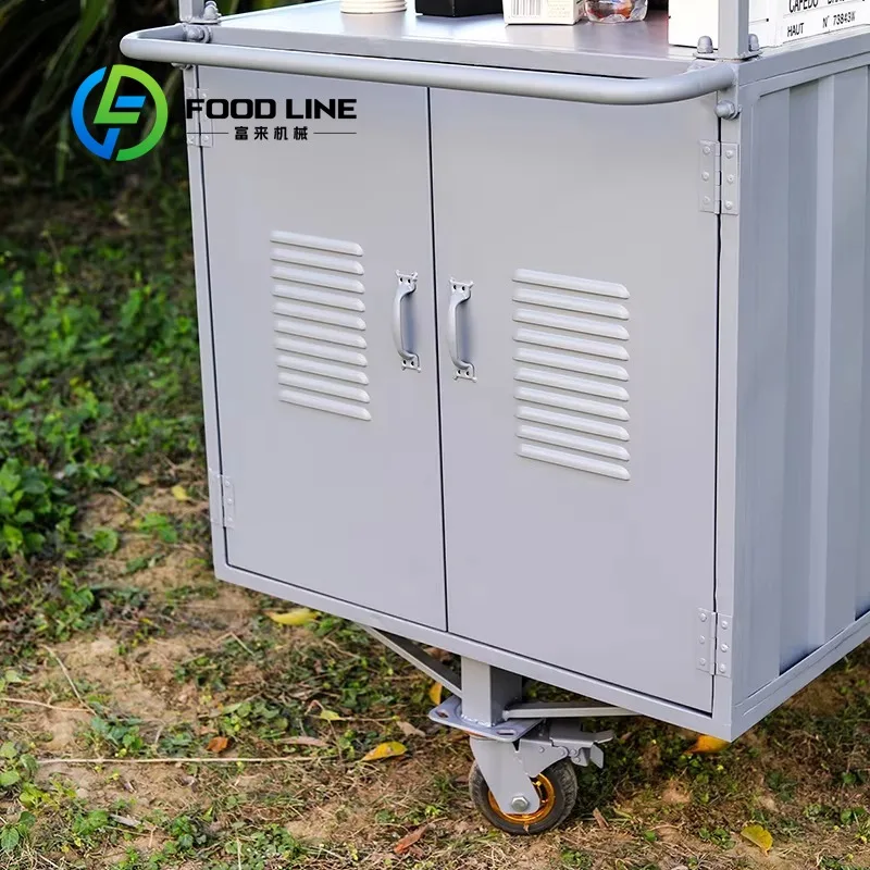 Customized Hand Push Food Cart Commercial Mobile Street Snack Vending Cart for Retail Sale