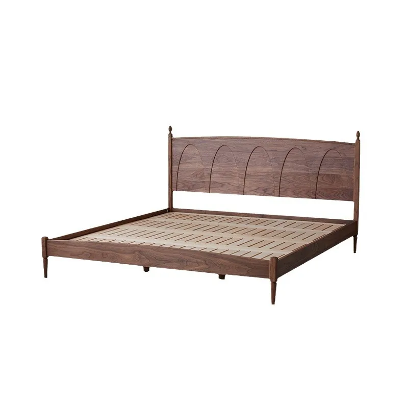 

Nordic full solid wood bed North American black walnut bed furniture master bedroom 1.5/1 cherry wood retro double bed
