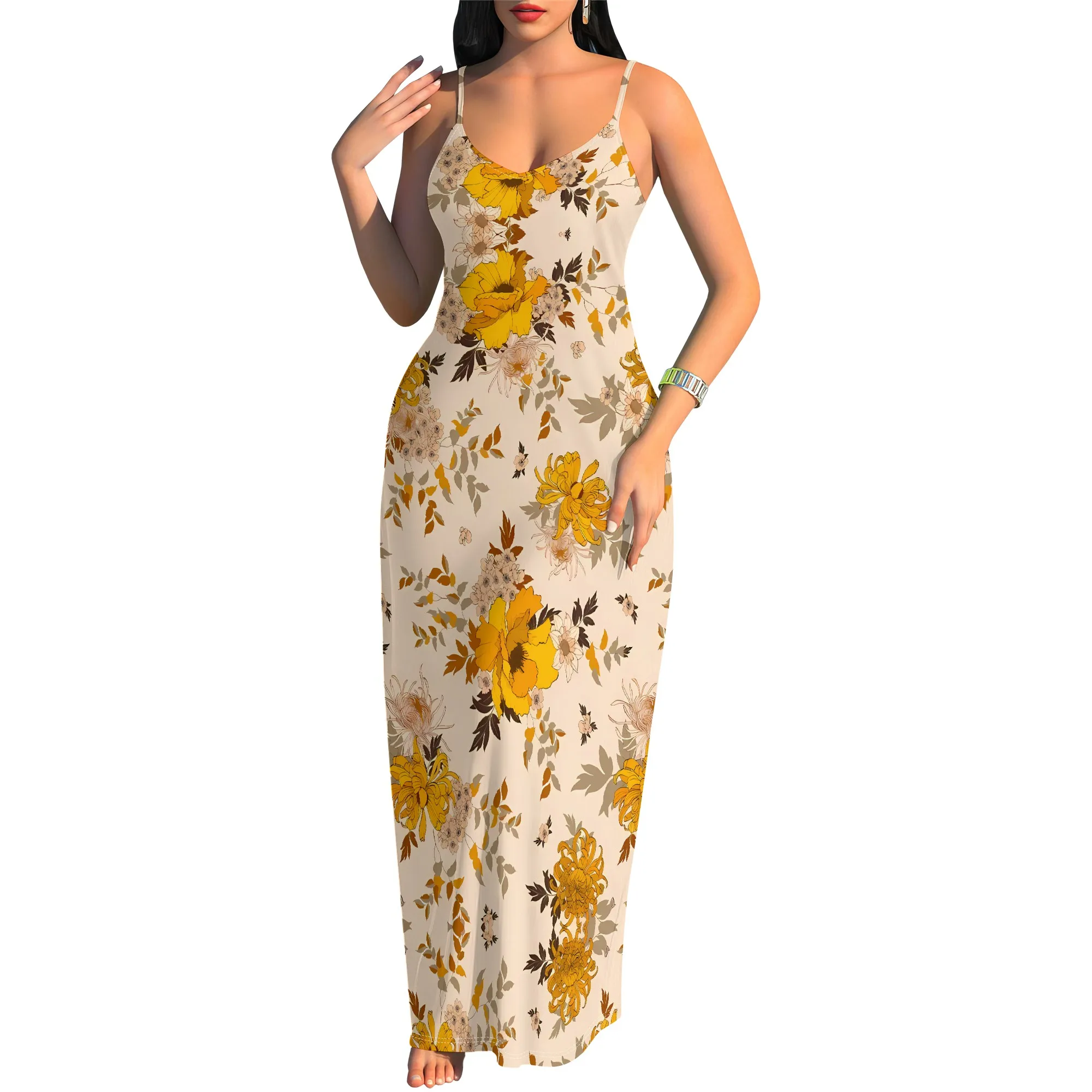 Plus Size Boho Polka Dot Print Spaghettiträger Maxikleid Sommerurlaub Lässiges langes Sommerkleid