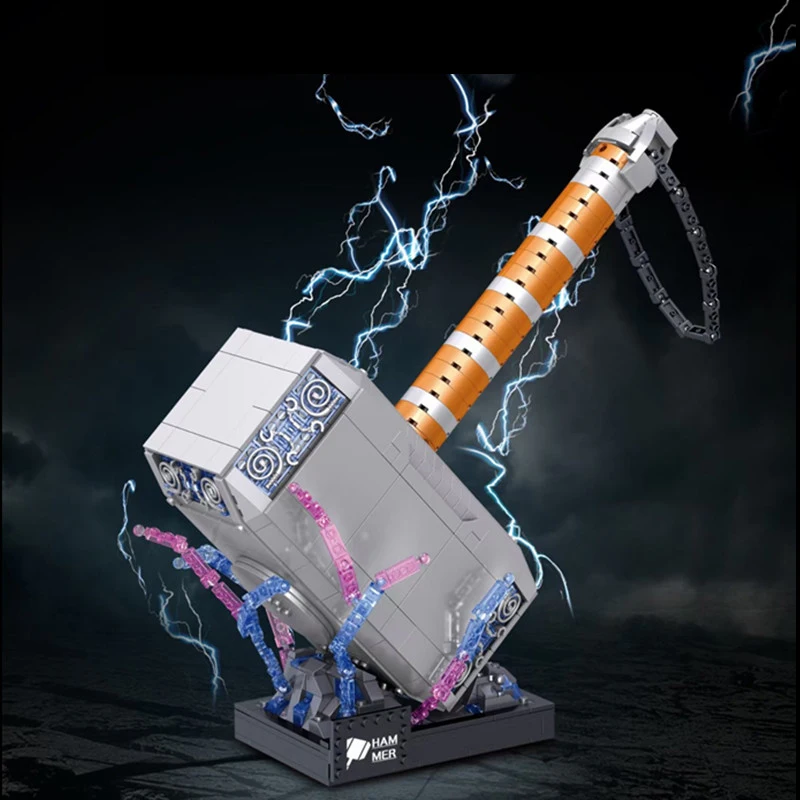 975 個クリエイティブサンダーハンマーモデルビルディングブロックトール武器 MOC 組み立てるレンガのおもちゃギフト子供のための