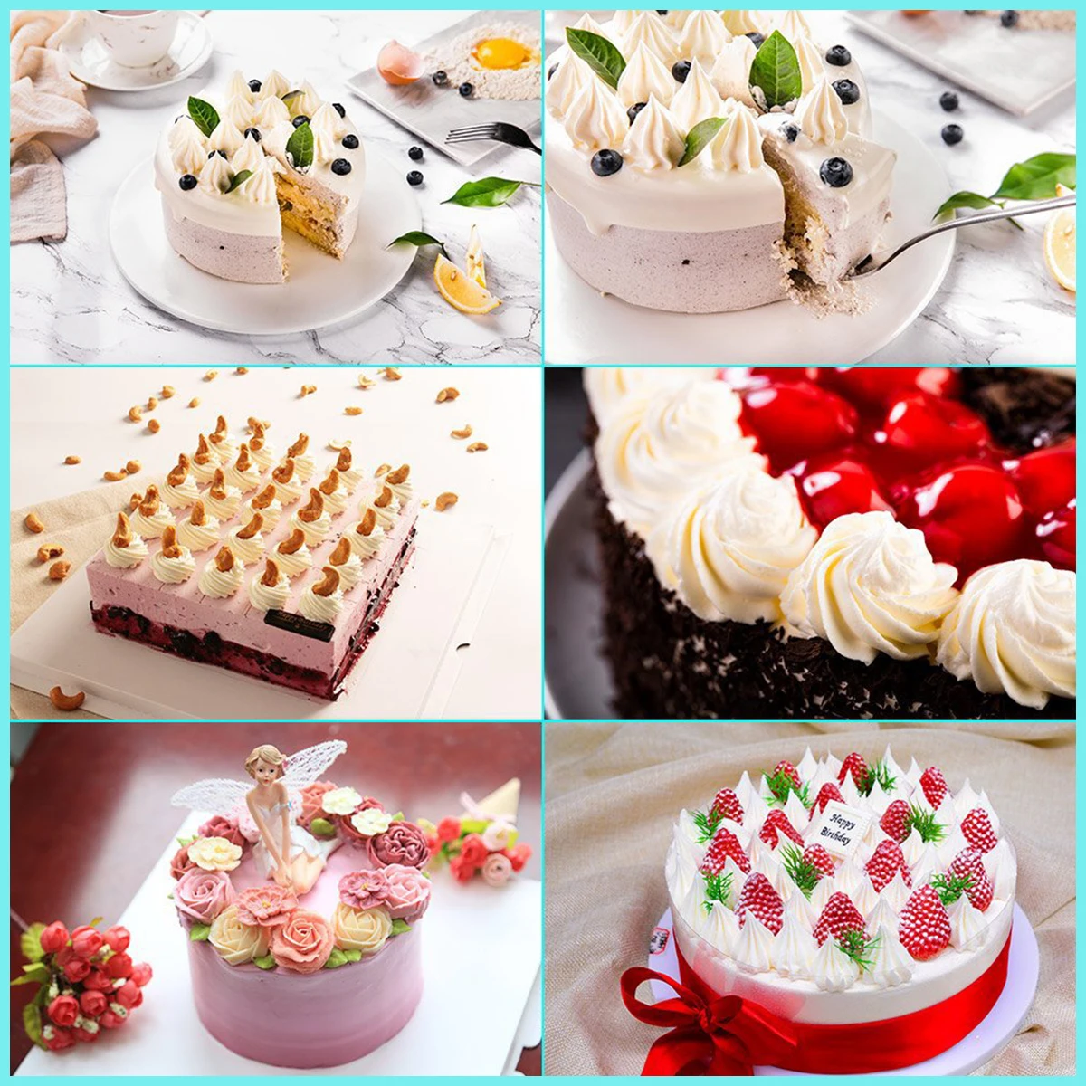 74/6 pc Cake Turntable and Piping Bag Cake Making Supplies Icing Piping Cream Pastry Bag with Nozzle Kitchen Acce Cake Bake Tool