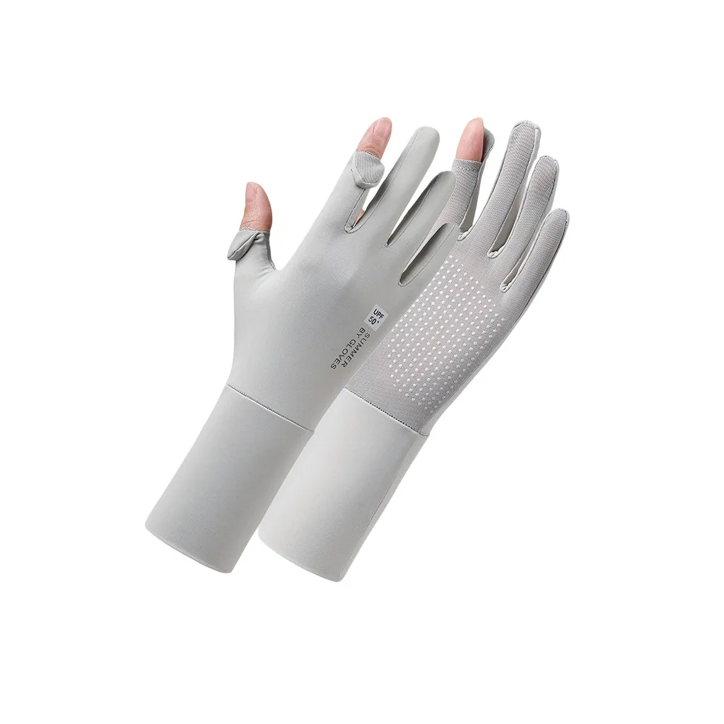 AliExpress NONE Cycling Women Gloves Ice Silk UV Protection Driving Long Cuff Touch Screen Flip Top Breathable Cooling Anti-Slip Stretch Gloves